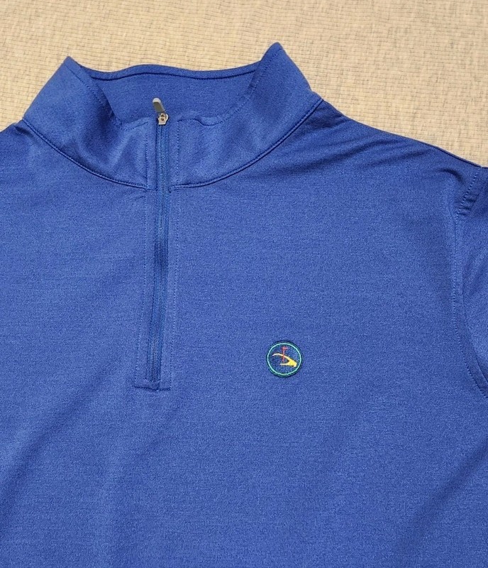 Peter Millar 1/4 Zip Pullover Mens Large Blue Stretch Lightweight Golf Club Logo gallery