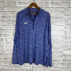 Under Armour Mens HeatGear 1/4 Zip Pullover Blue Space Dye Heather Large LARGE