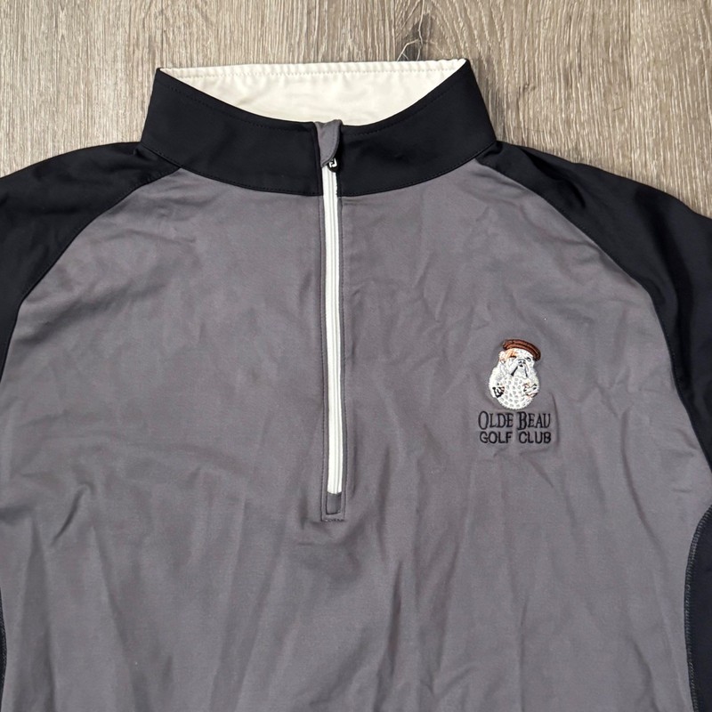 FootJoy Quarter Zip Pullover Mens XL Grey Black Olde Beau Golf Club Logo gallery