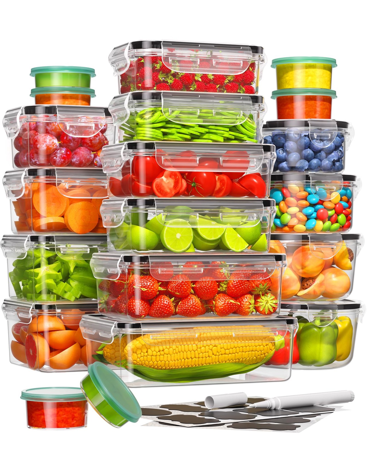 40 Piece Food Storage Containers with Lids(20 Containers & 20 Lids), BPA-Free Pl gallery