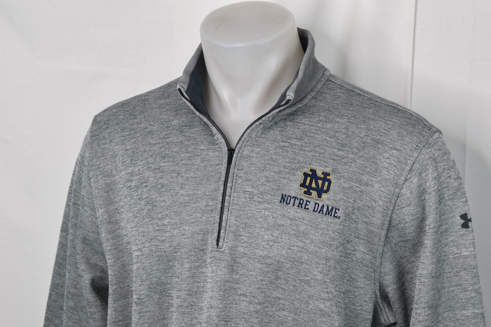 UNDER ARMOUR NOTREDAME XL Men's Sweater Fleece 1/4 Zip Pullover Heather Gray gallery