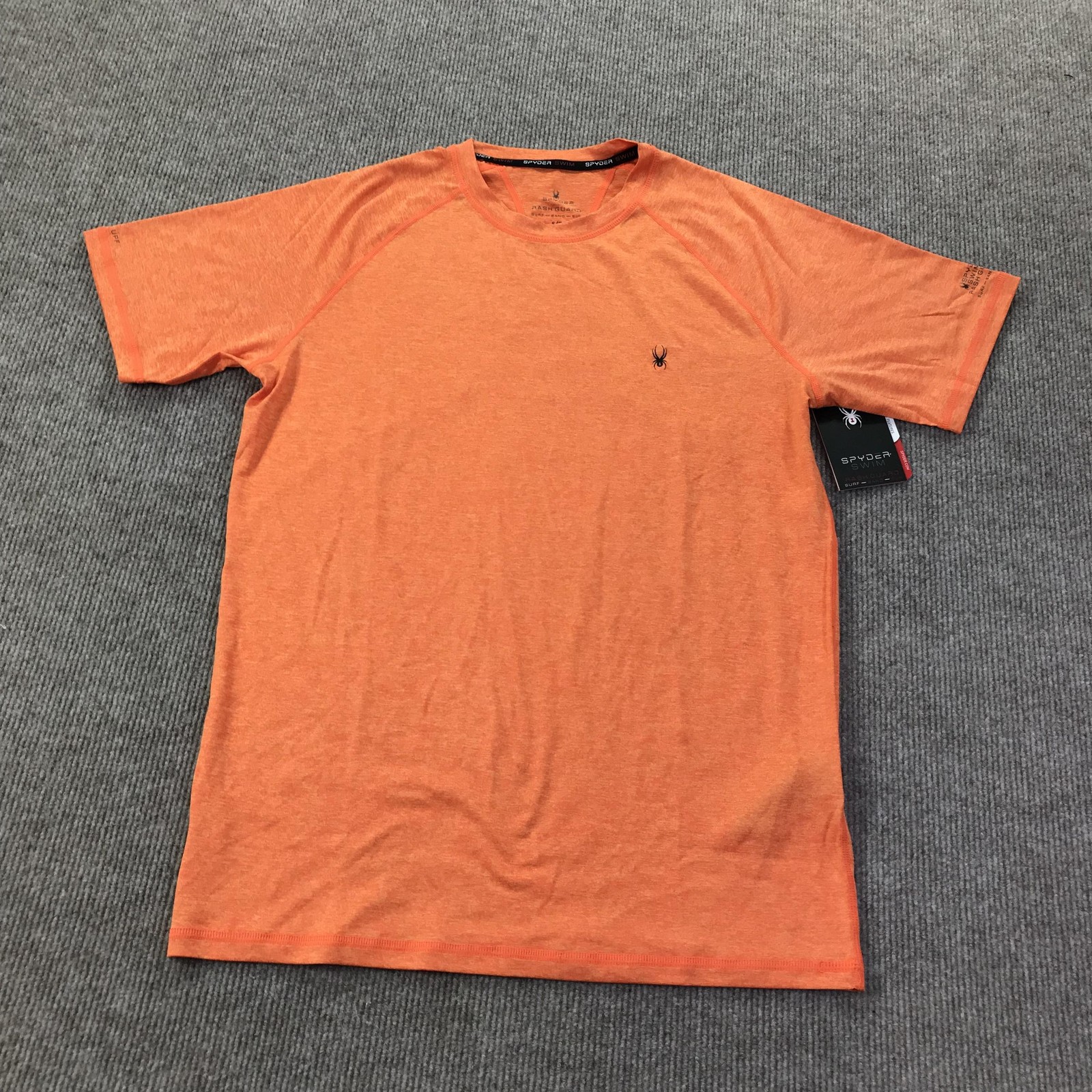 Spyder Rash Guard Shirt Mens Small Orange UPF 30+ Quick Dry Swim Surf Sun Tee gallery