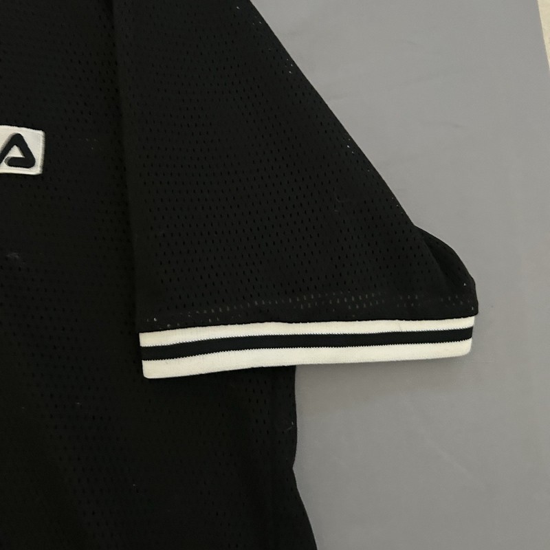 Vintage FILA V Neck T Shirt Mens Black White Ringer Spellout Logo Y2K Streetwear gallery
