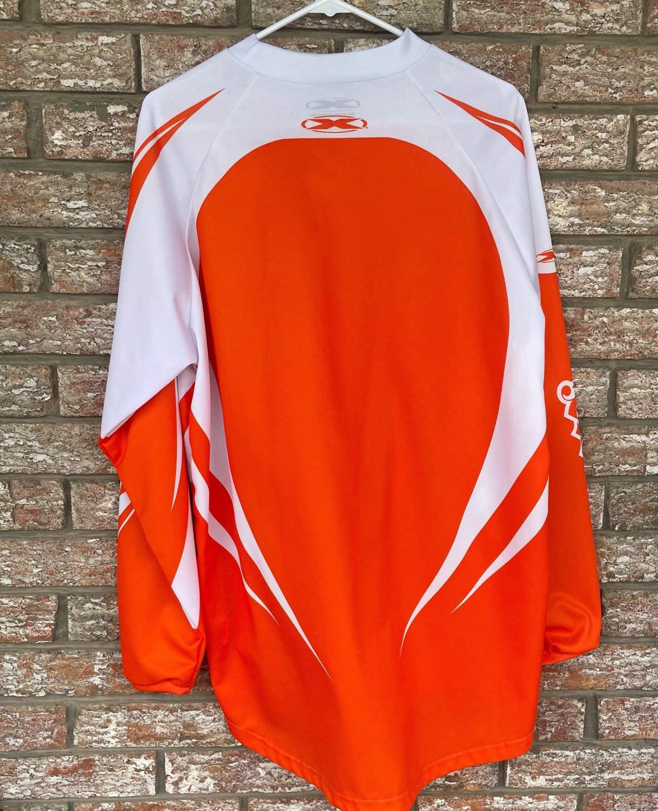 Mens Xtreme X-Lite Athletic Motocross Long Sleeve Shirt; White And Orange Size L gallery