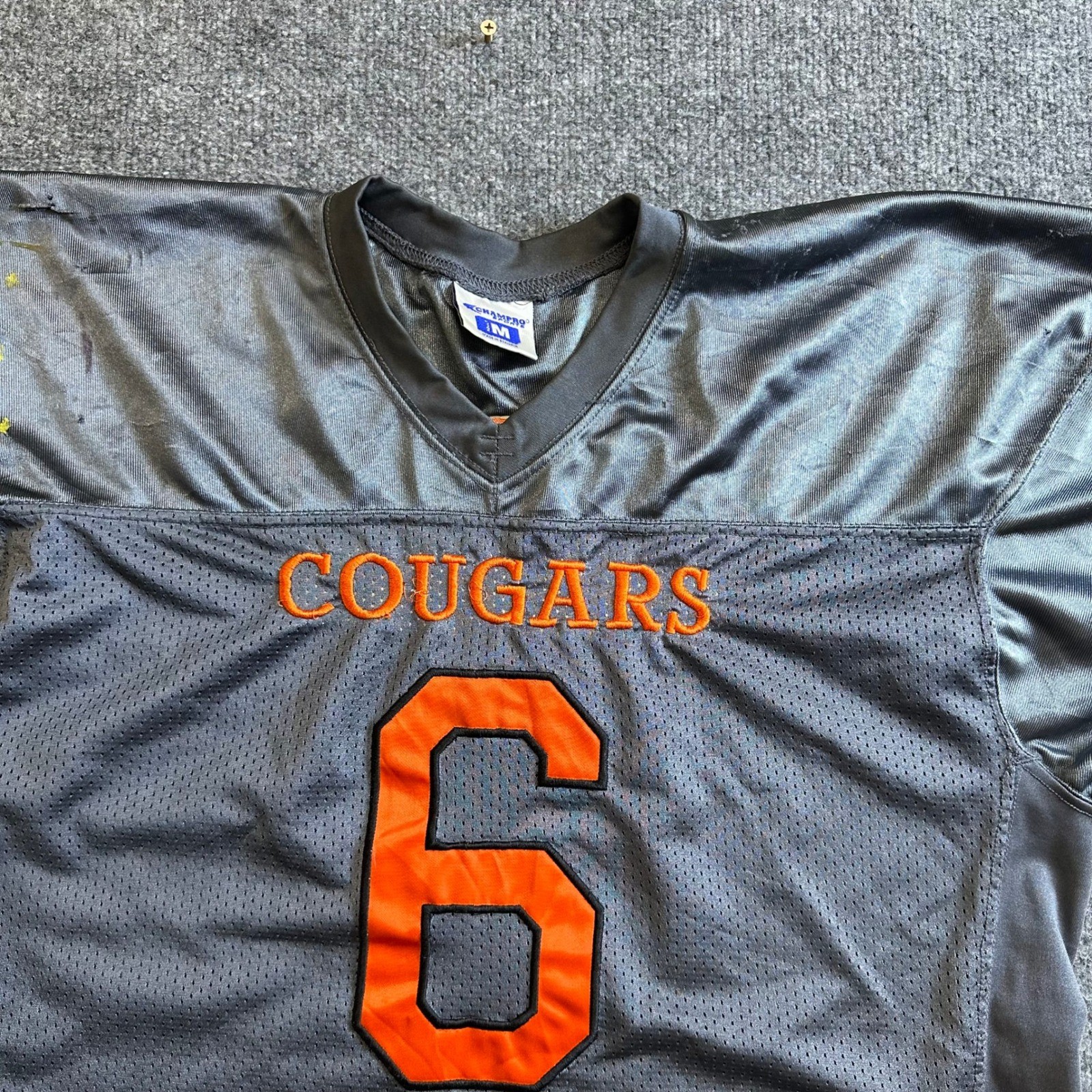 Champro Football Jersey Mens Size M Gray Cougars 6 Mesh V-Neck Athletic Rips gallery