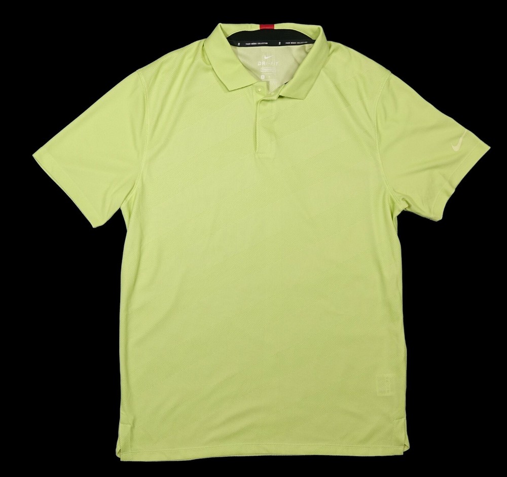 Nike Tiger Woods Collection Striped Golf Polo Shirt Lime Green CK6313 Medium