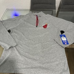 Miami Heat Quarter Zip Pullover Grey And Red Large