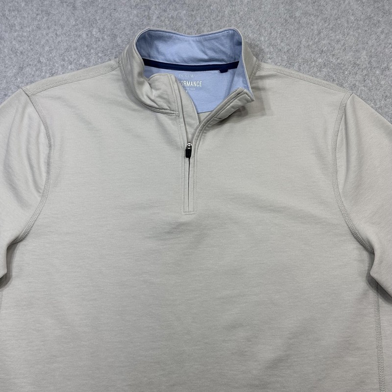 J Crew Performance Pullover Mens Medium Beige 1/4 Zip Stretch Athletic Shirt gallery