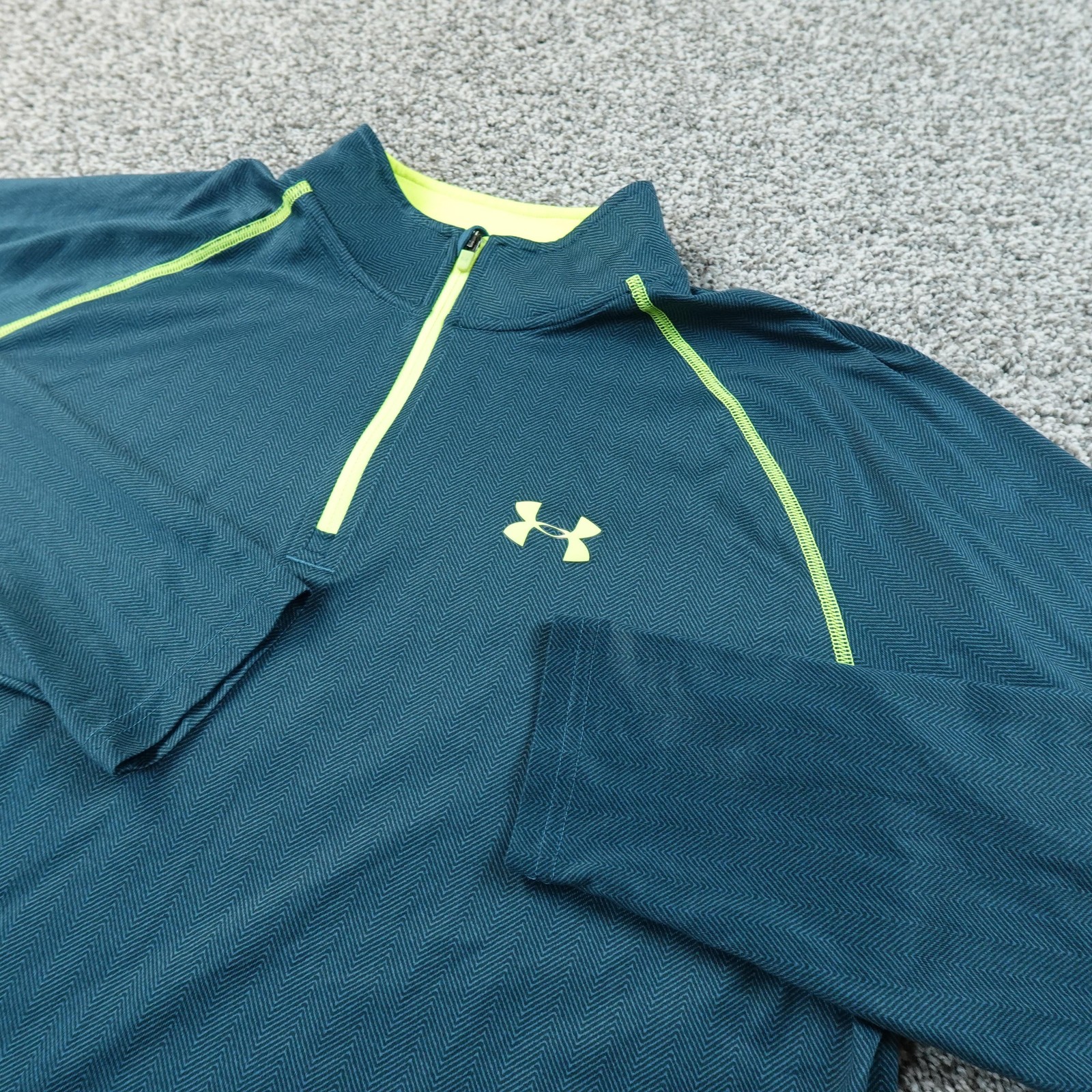 Under Armour Pullover Mens L Blue HeatGear 1/4 Zip Long Sleeve Gym Running Train gallery