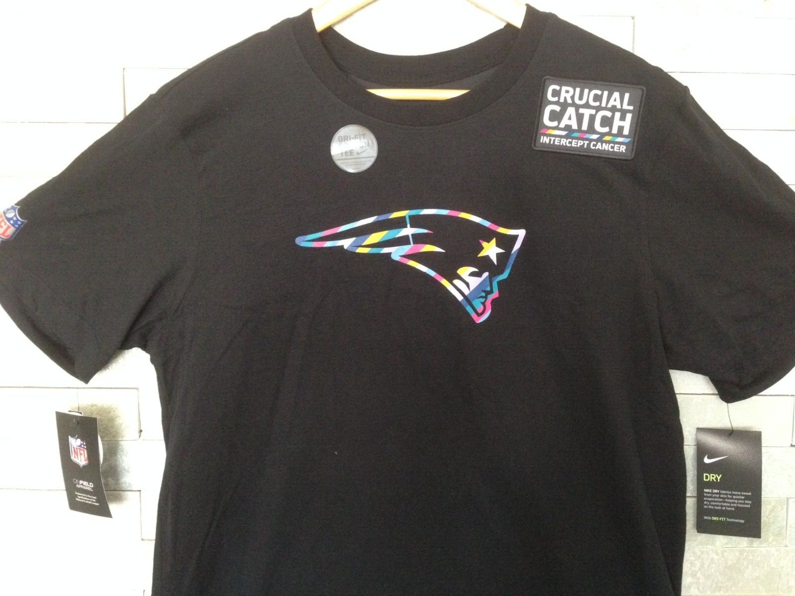 Nike Dri-FIT New England Patriots NFL Crucial Catch T-Shirt Black Men's Size M gallery