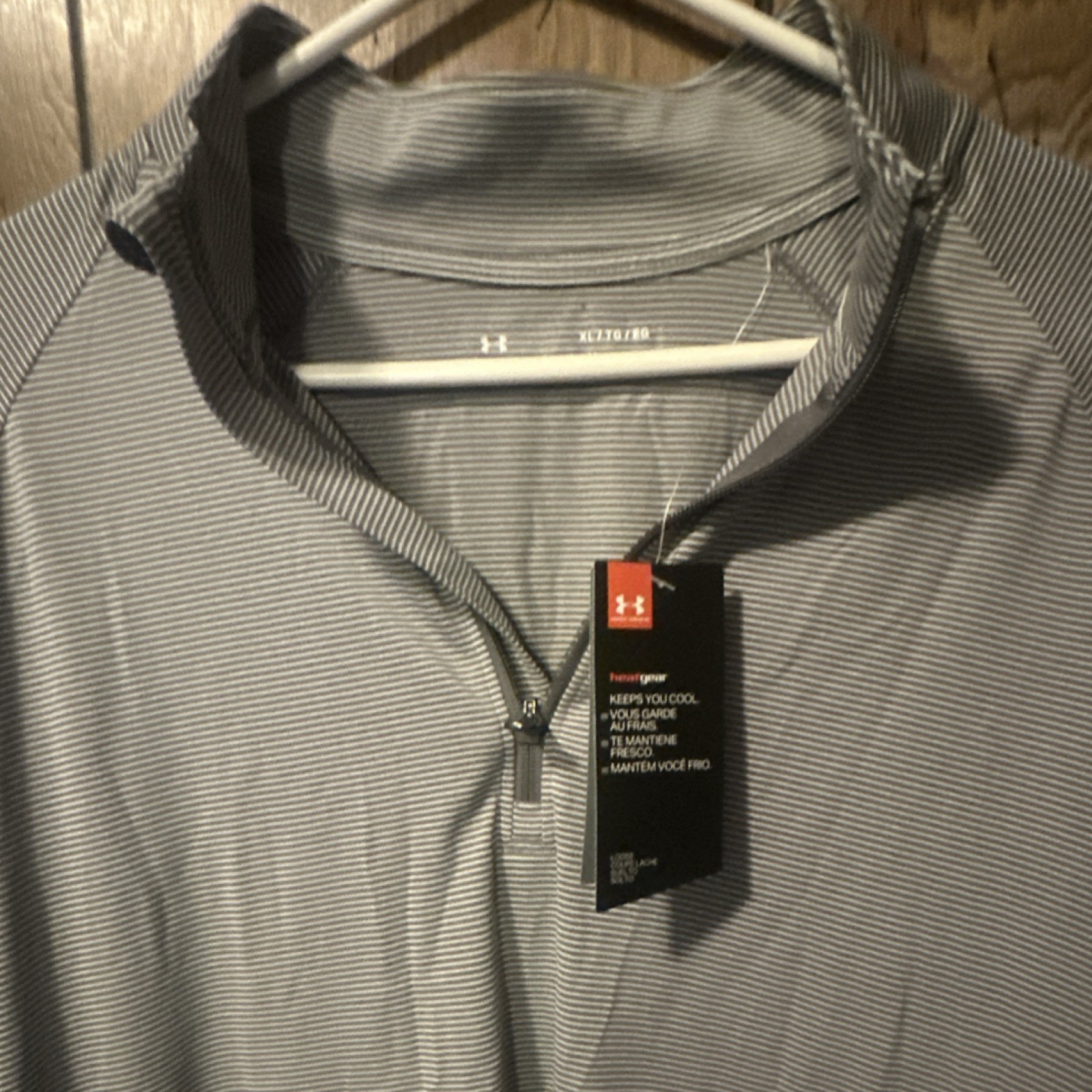Under Armour HeatGear Men’s XL Gray Striped 1/4 Zip Long Sleeve Pullover gallery