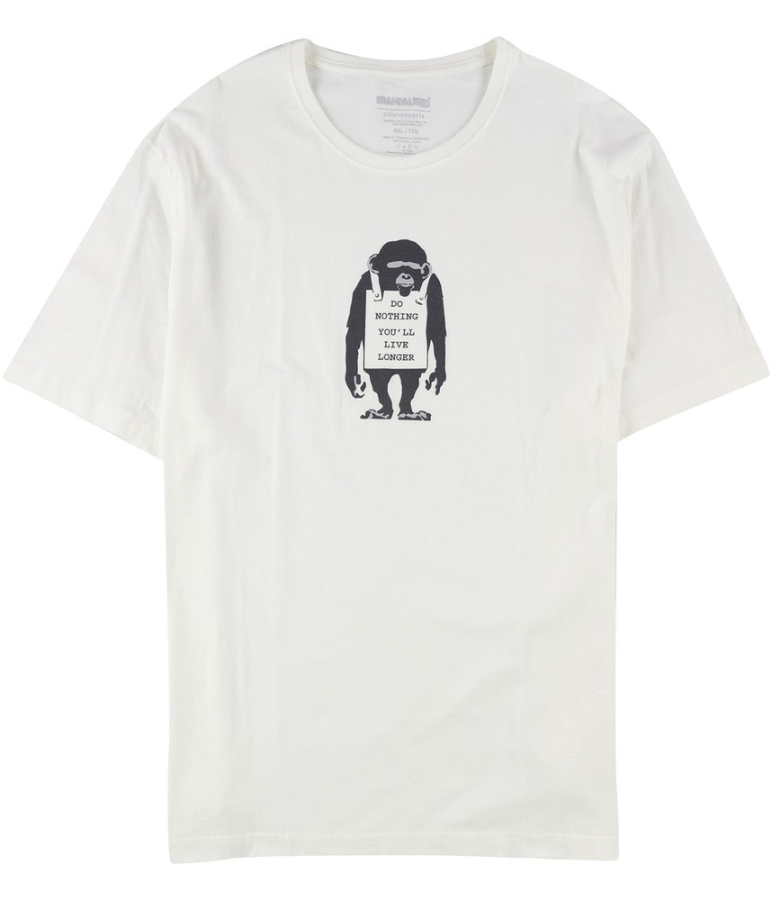 Elevenparis Mens Do Nothing You'll Live Longer Graphic T-Shirt, offwhite, XL