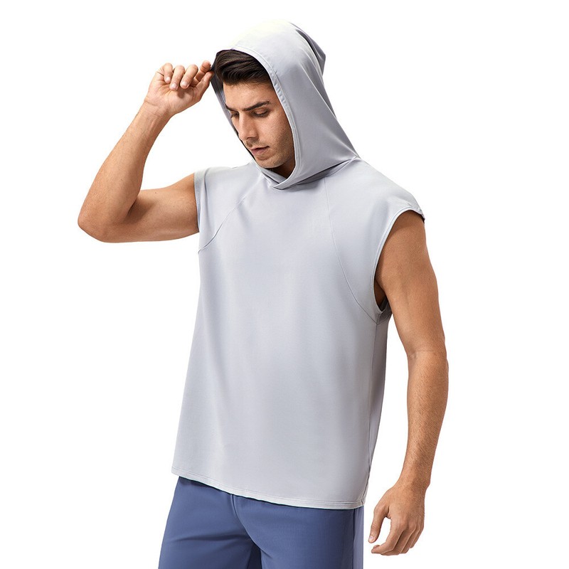 Men Sports Fitness Vest Quick Dry Breathable Running Gym Summer Hooded Tops gallery