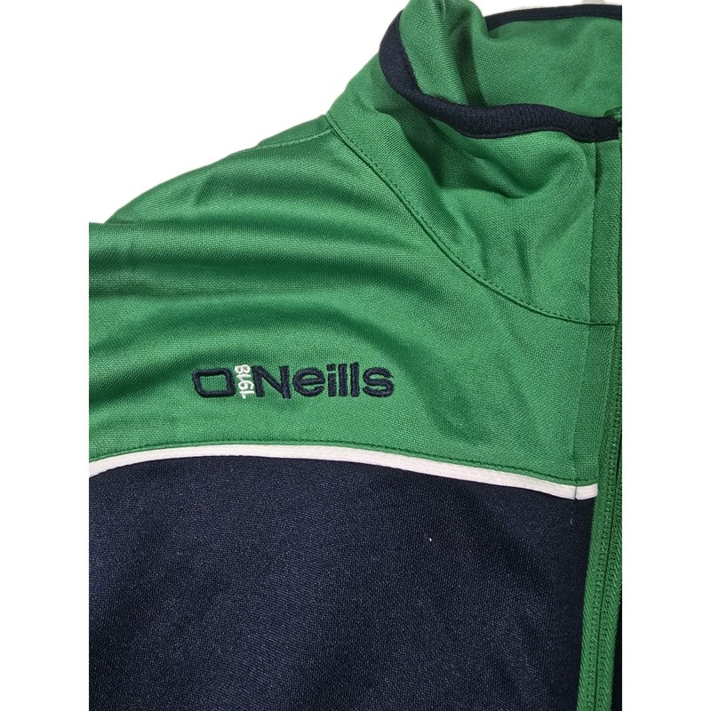 O'Neills Men's S Colorblock 1/4 Zip Pullover Green Navy White High Neck Pockets gallery