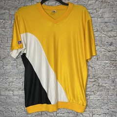 Vintage 90s Russell Athletic Black Yellow Basketball Warm Up Jersey Shirt Men XL