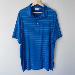 KJUS Soren Polo Shirt Men’s 56 2XL Blue Big Stripes Golf Active Short Sleeve UPF