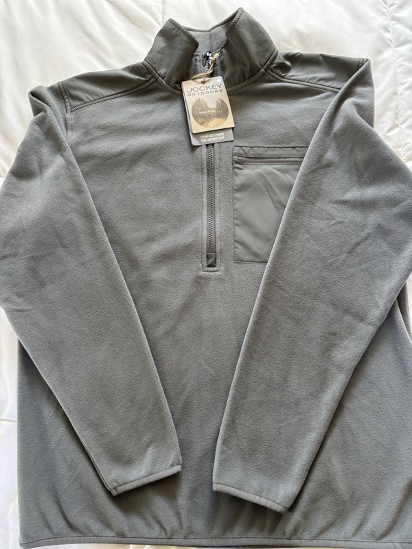 NWT Jockey Gray Men's 1/2 Zip Mock Neck Pullover Size M Pocket, Water Repellent gallery