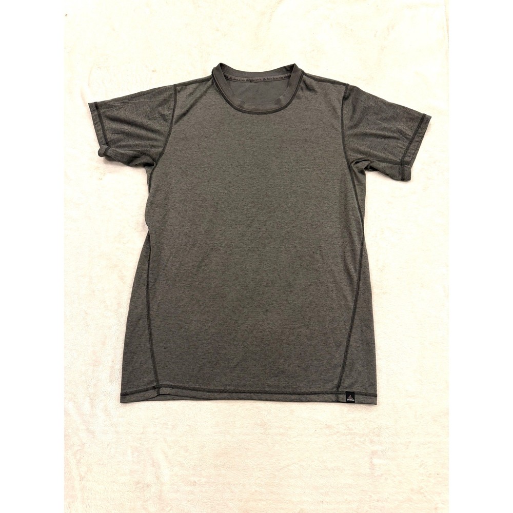 Prana Mens Athletic T-Shirt Charcoal Gray Heather Crew Neck Short Sleeve Yoga M