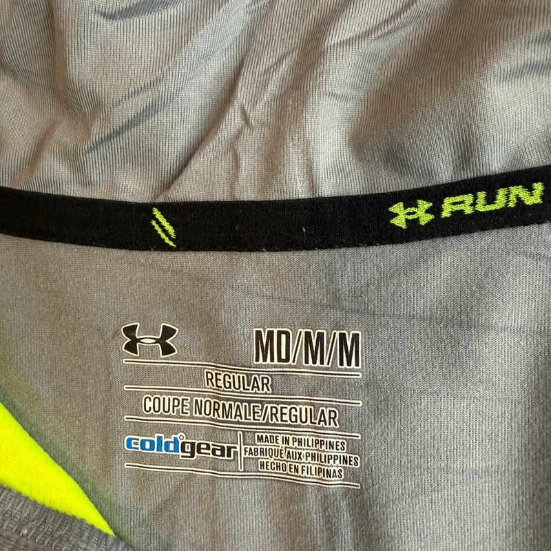 Under Armour Mens Coldgear Storm 1/4 Zip Shirt Neon Green Gray Medium Running gallery