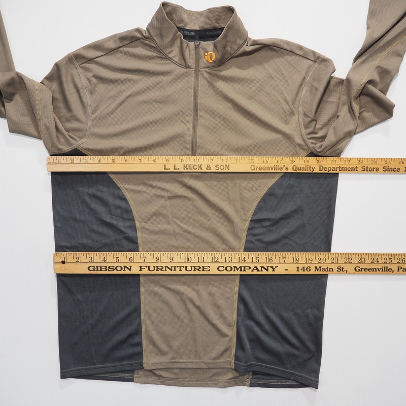 Pearl Izumi Pullover Mens Large Brown Gray Long Sleeve 1/4 Zip Cycling Shirt gallery