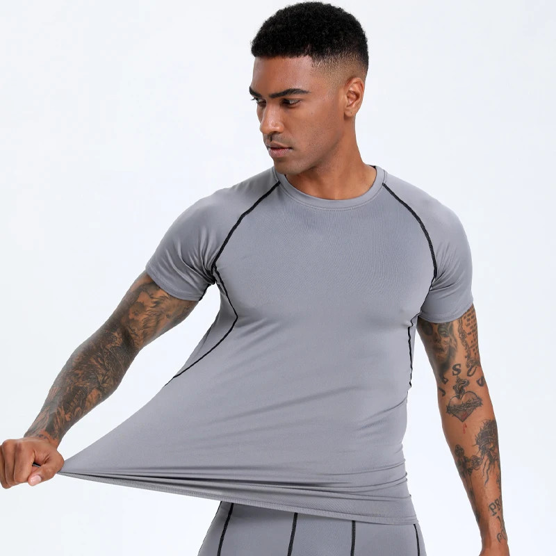 Men's Compression Top Active Mid Stretch Breathable Moisture Wicking Tee Gift gallery