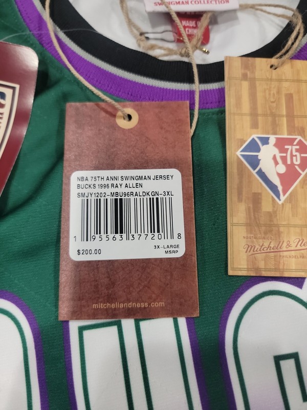 NBA Milwaukee Bucks Ray Allen Mitchell & Ness Jersey 75th Anniversary Size 3XL gallery