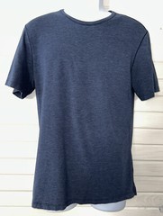 Lululemon Sz ?? (See Meas) 5 Year Basic T-Shirt Mens Heathered Navy Blue Tee EUC
