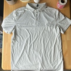 LULULEMON Striped White Grey Golf Performance Polo XL