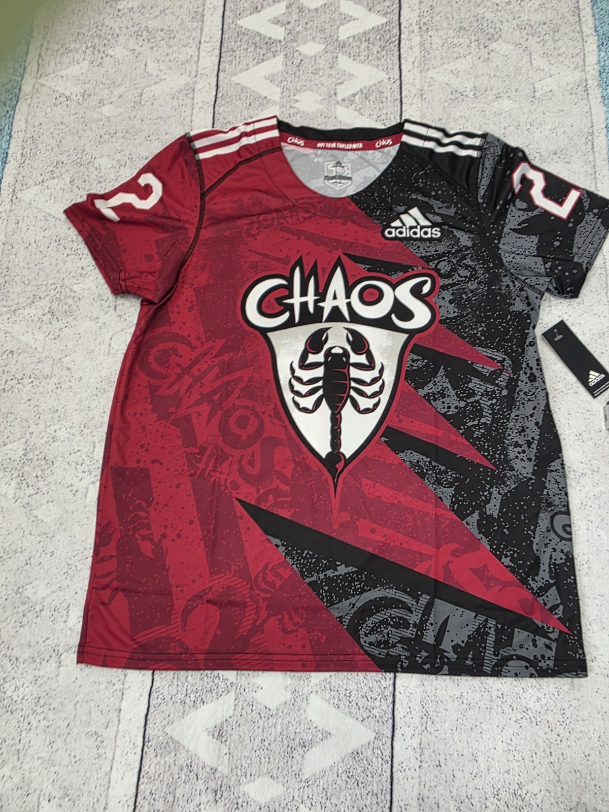 adidas Chaos Men’s XL Rugby Jersey Tee Red/Black Scorpion Graphic DV1431 gallery