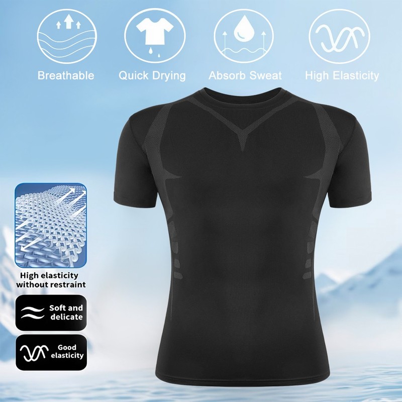 Quick Dry Mens Athletic Compression Vest T-Shirt Short Sleeve Workout Tank Top gallery