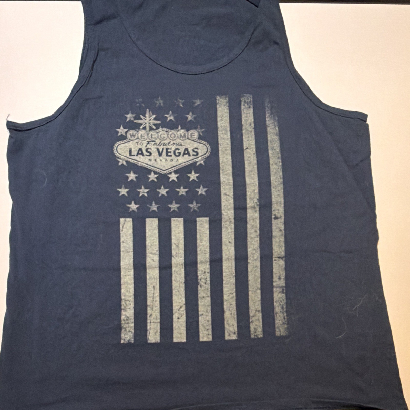 Men's Blue Las Vegas American Flag Graphic Tank Top XL Sleeveless - 0087 gallery