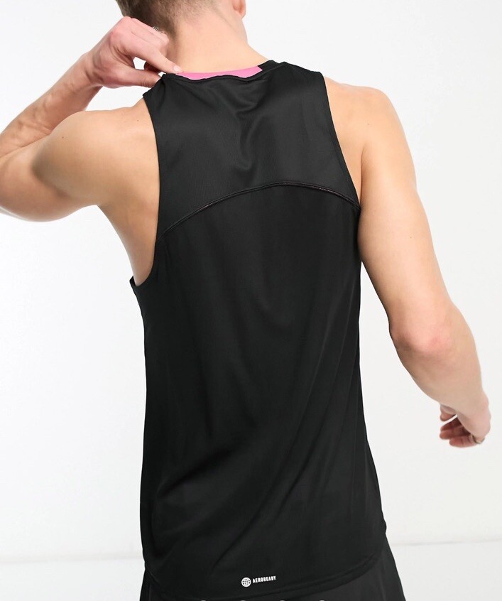 Adidas Aeroready Training Black Electric Print 3 Bar Logo Slim Fit Tank Tank Top gallery