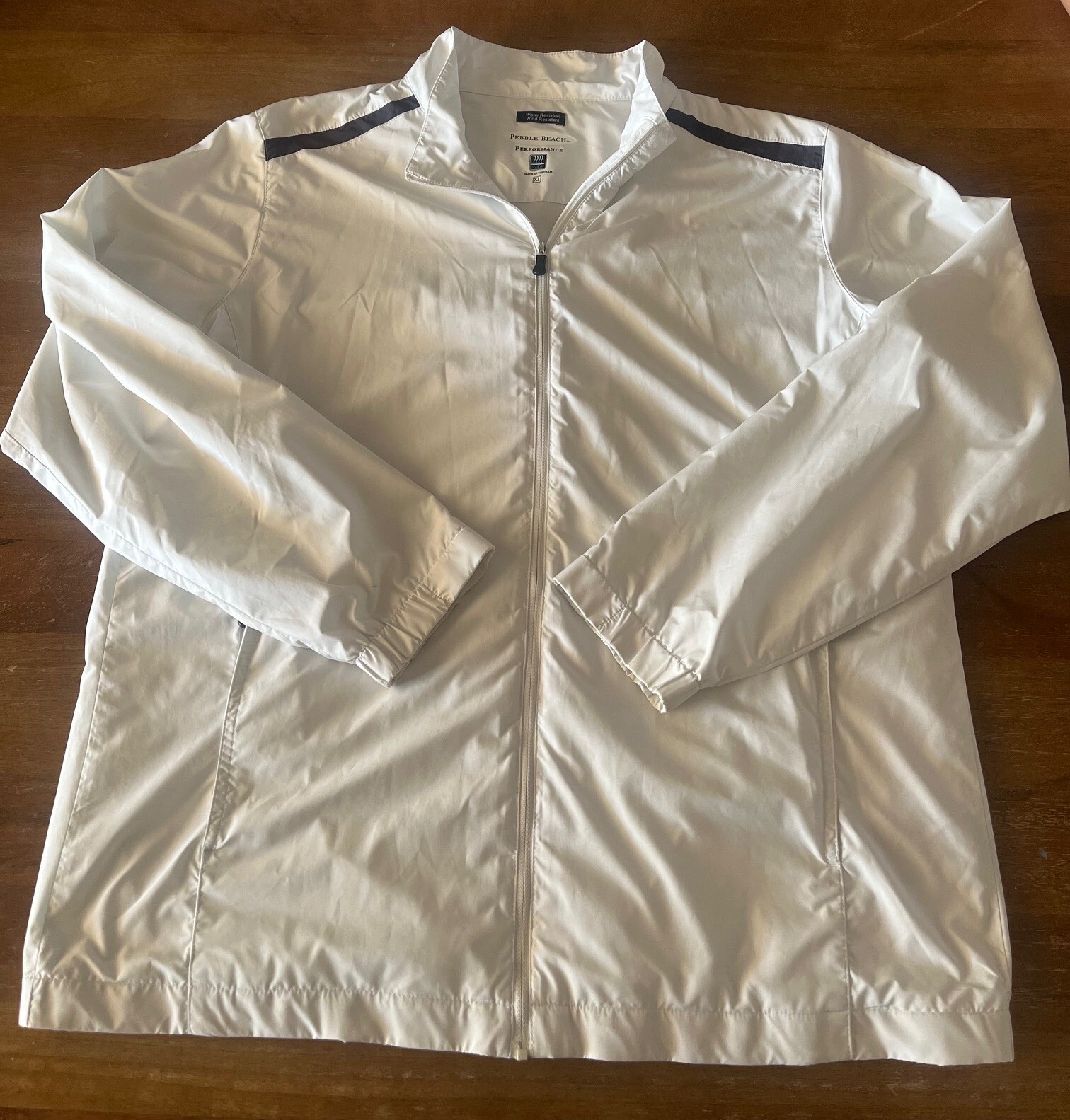 Mens PEBBLE BEACH Performance White Zip Up Jacket XL Water and Wind resistant EC gallery