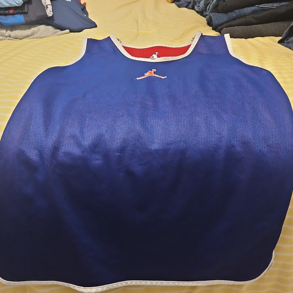 Jordan Air Jordan Men’s L Blue/Red/White Mesh Breathable Logo Jersey
