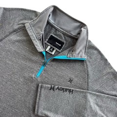 Hurley For Buckle Mens S Gray Heather Turquoise Zipper 1/4 Zip Athletic Pullover