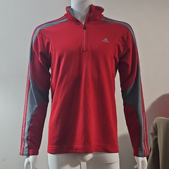 Adidas Clima365 Men’s 1/4 Zip Pullover Red Grey Athletic Shirt Size M