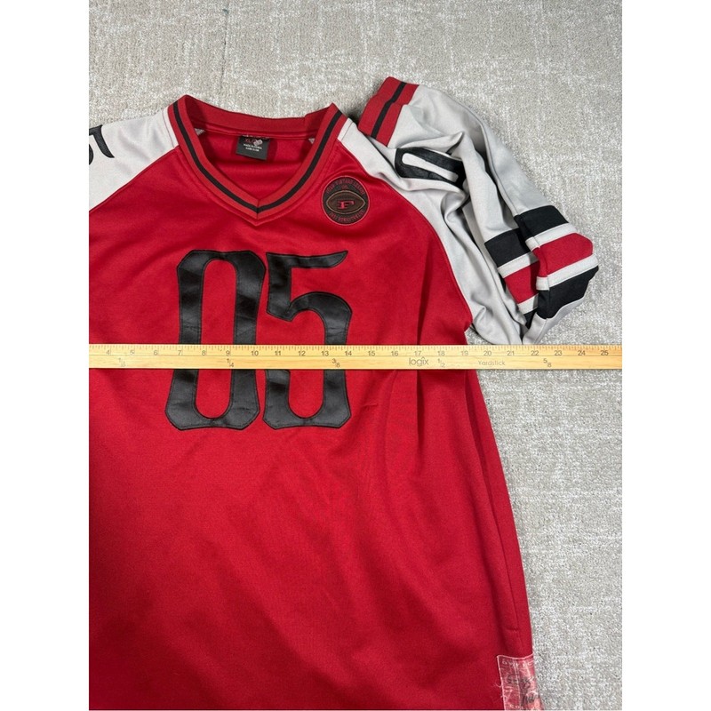 Vintage Y2K FUBU Long Sleeve Red Gray Jersey Made in Korea Size XL gallery