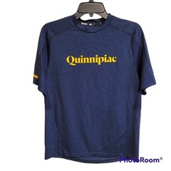 Adidas Navy Blue And yellow Graphic Quinnipiac Short Sleeve Athletic Top Size S