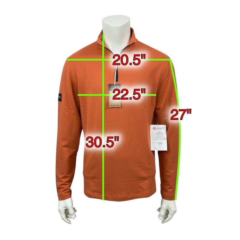 Mantra Essential Pullover 1/4 Zip Mango Peruvian Pima Cotton French Terry Mens M gallery