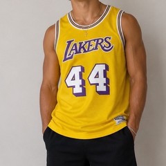 Los Angeles Lakers Jerry West Basketball Jersey Yellow Mesh XL links marketing