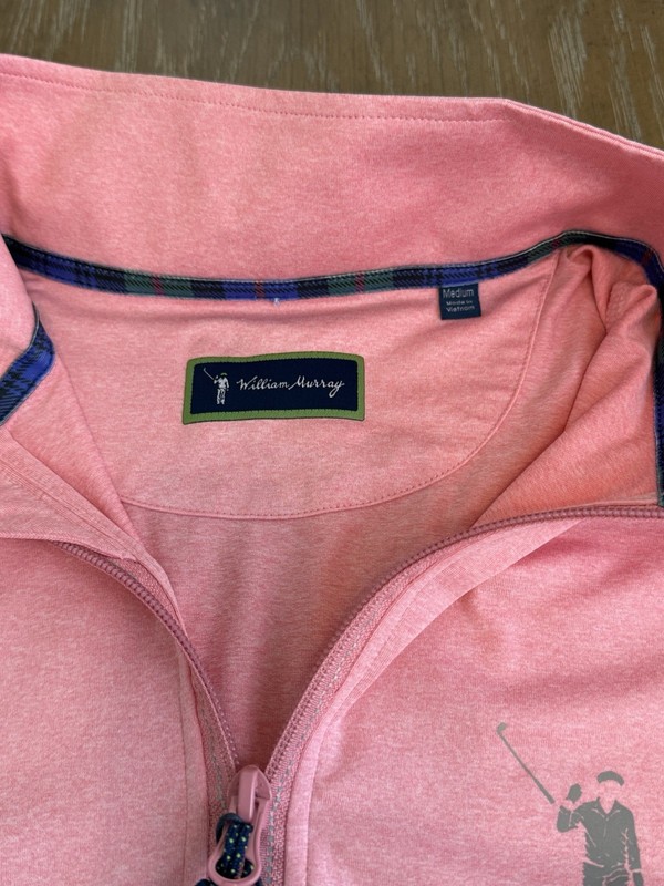 William Murray Chip Shot 1/4 Zip Pullover Pink Performance Golf gallery