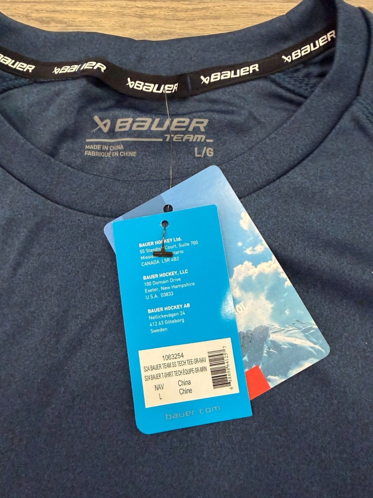 Bauer Team Mens Large Navy Short Sleeve Tech T-Shirt 100% Polyester gallery