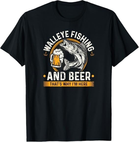 New Walleye Fishing And Beer Fisherman Design BestShirt Made in USA Size S to XL gallery