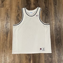 Vintage Champion Blank White Jersey Tank Retro Adult Size 48 XL