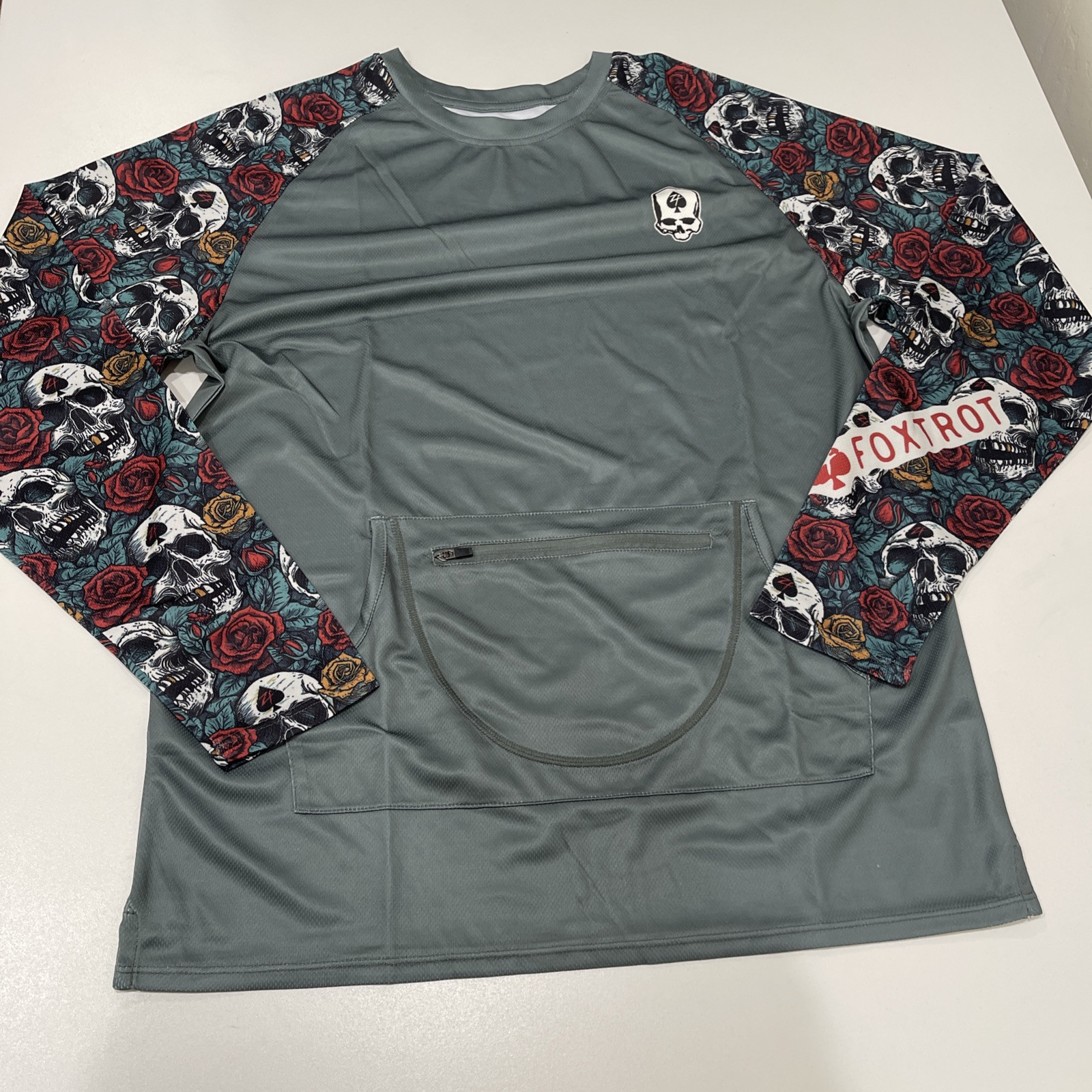 Zero Foxtrot Lightweight Long Sleeve Zip Pocket T-Shirt Green M gallery