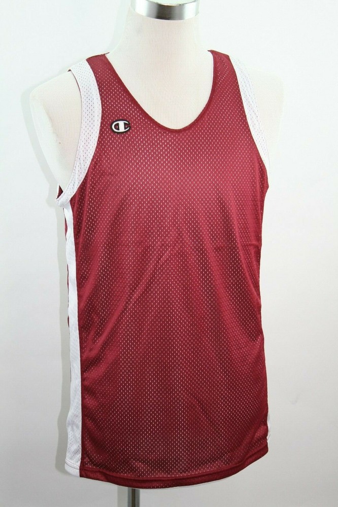 Champion Mens Mesh Tank Basketball Jersey Practice Reversible Cardinal/White Med