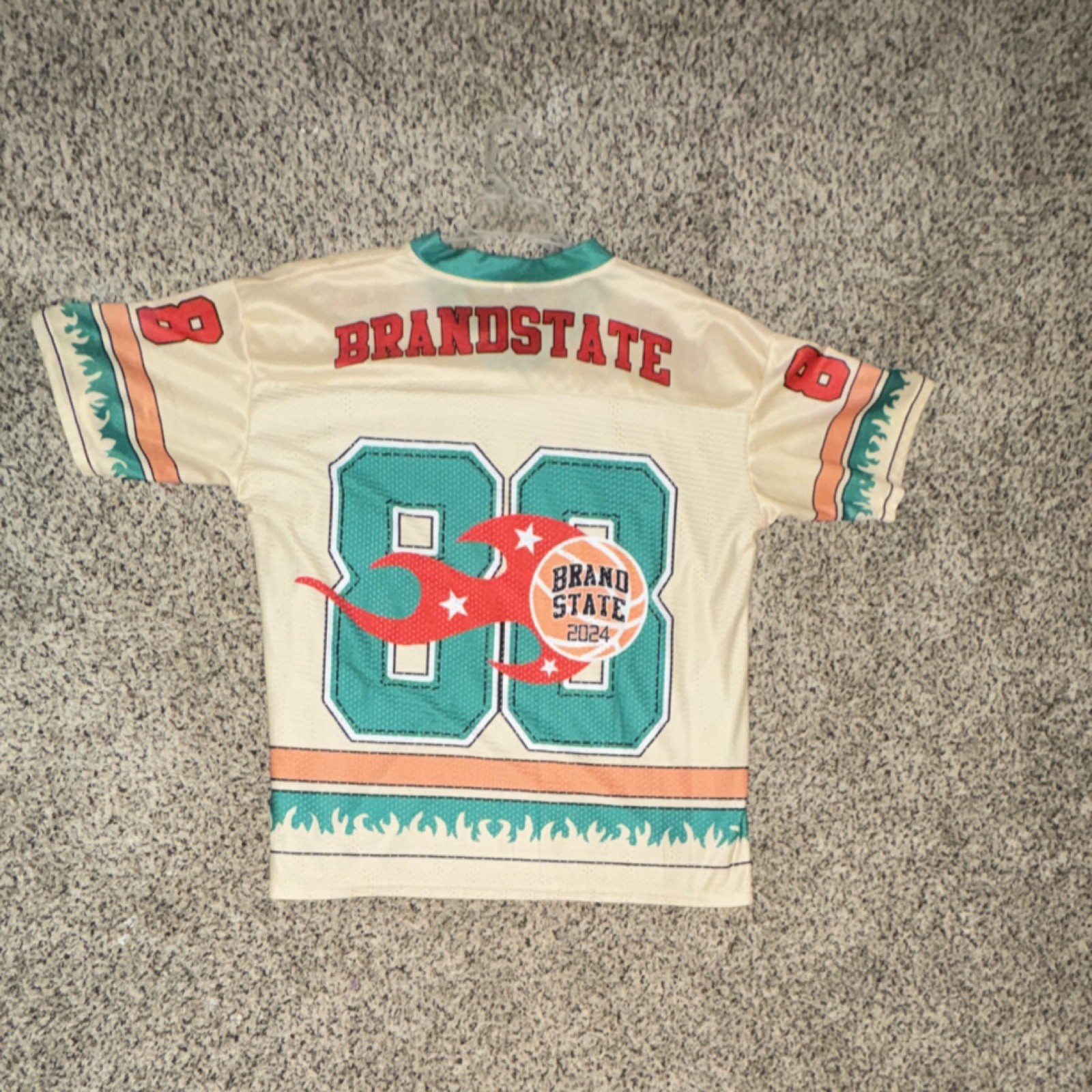 Brand State 2024 Men's XL Football Jersey Beige Teal Red Orange Mesh Polyester gallery