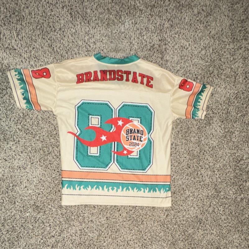 Brand State 2024 Men's XL Football Jersey Beige Teal Red Orange Mesh Polyester gallery