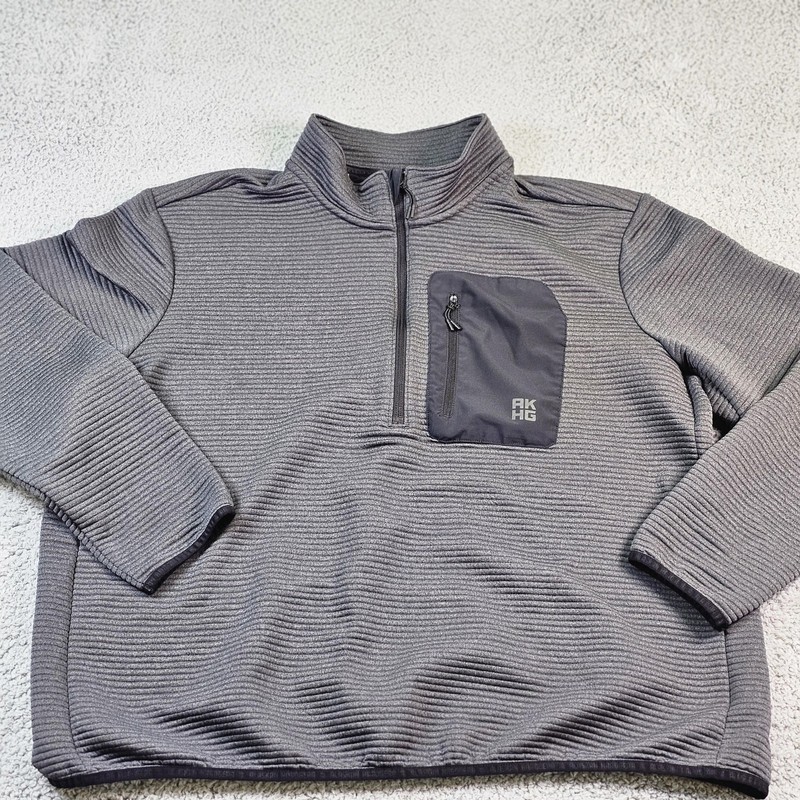 Duluth Trading Co Pullover Mens 2XL Gray Fleece 1/4 Zip AKHG Chest Pocket Top gallery