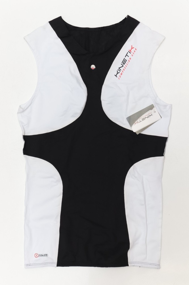 Kinetik Compression Gear White and Black Sleeveless Top Multisport L STWBW12
